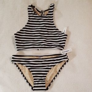 Black & white women's sport swimsuit, Sz M/S